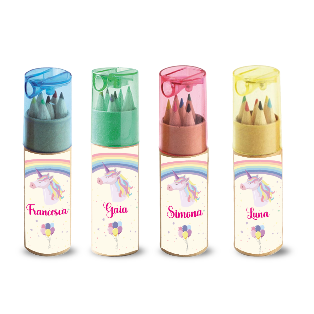 Unicorn rainbow - Set Pastelli 4 Pz - personalizzati con nome