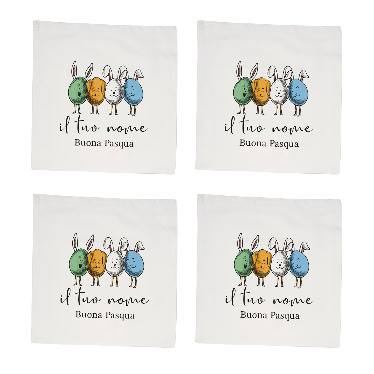 Rabbit color - Set 4 tovaglioli - personalizzato con nomi