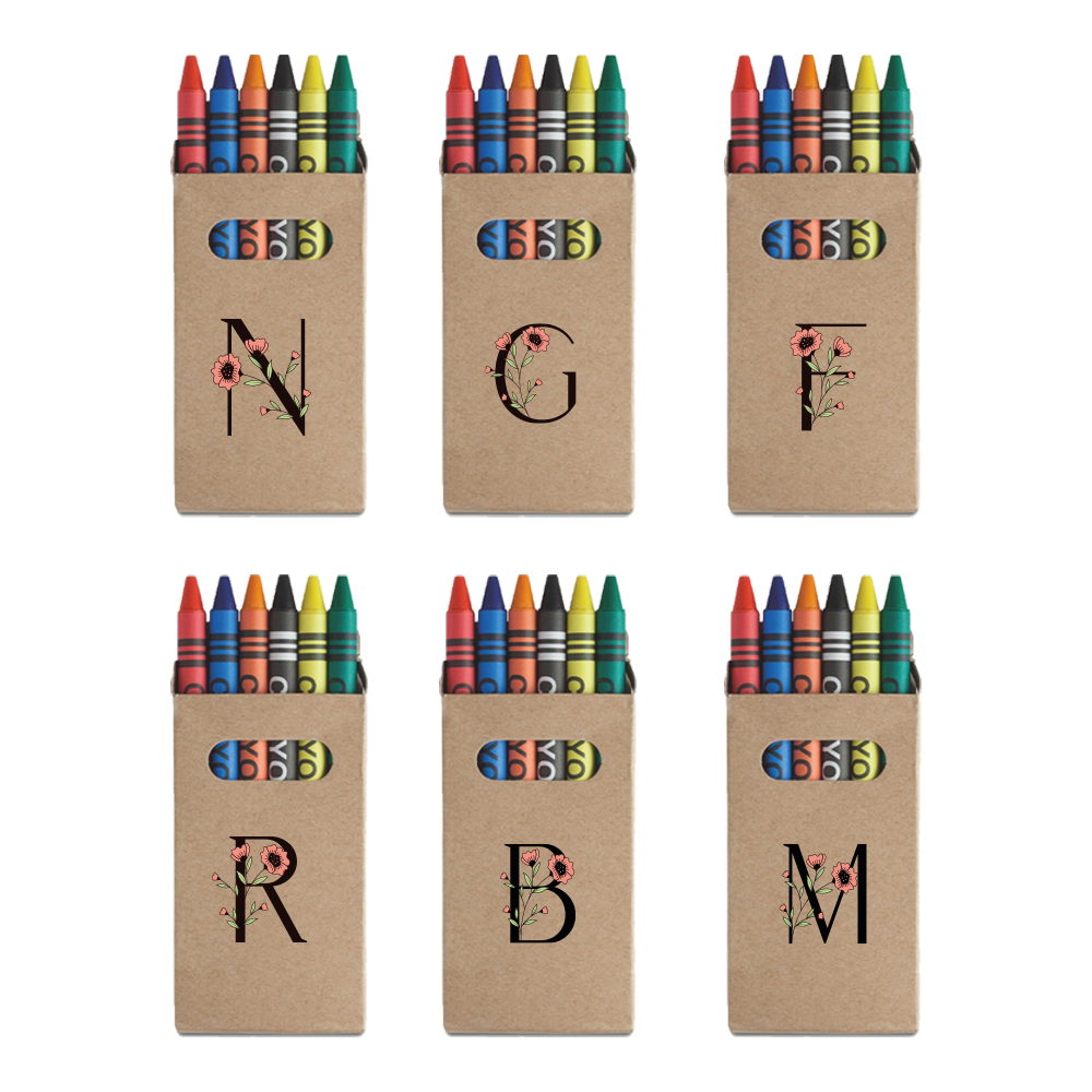 Letter Flower - Set da 6 - Pastelli Cera - personalizzati con iniziali