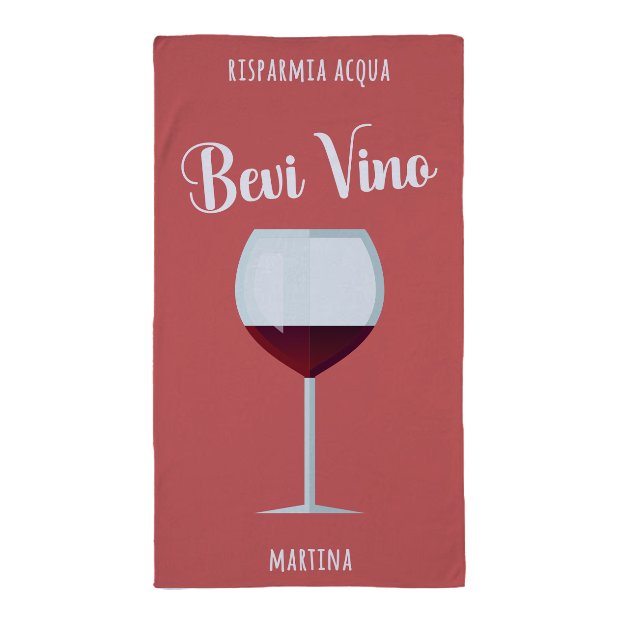 Risparmia acqua bevi vino - Telo Mare in microfibra - personalizzato con nome