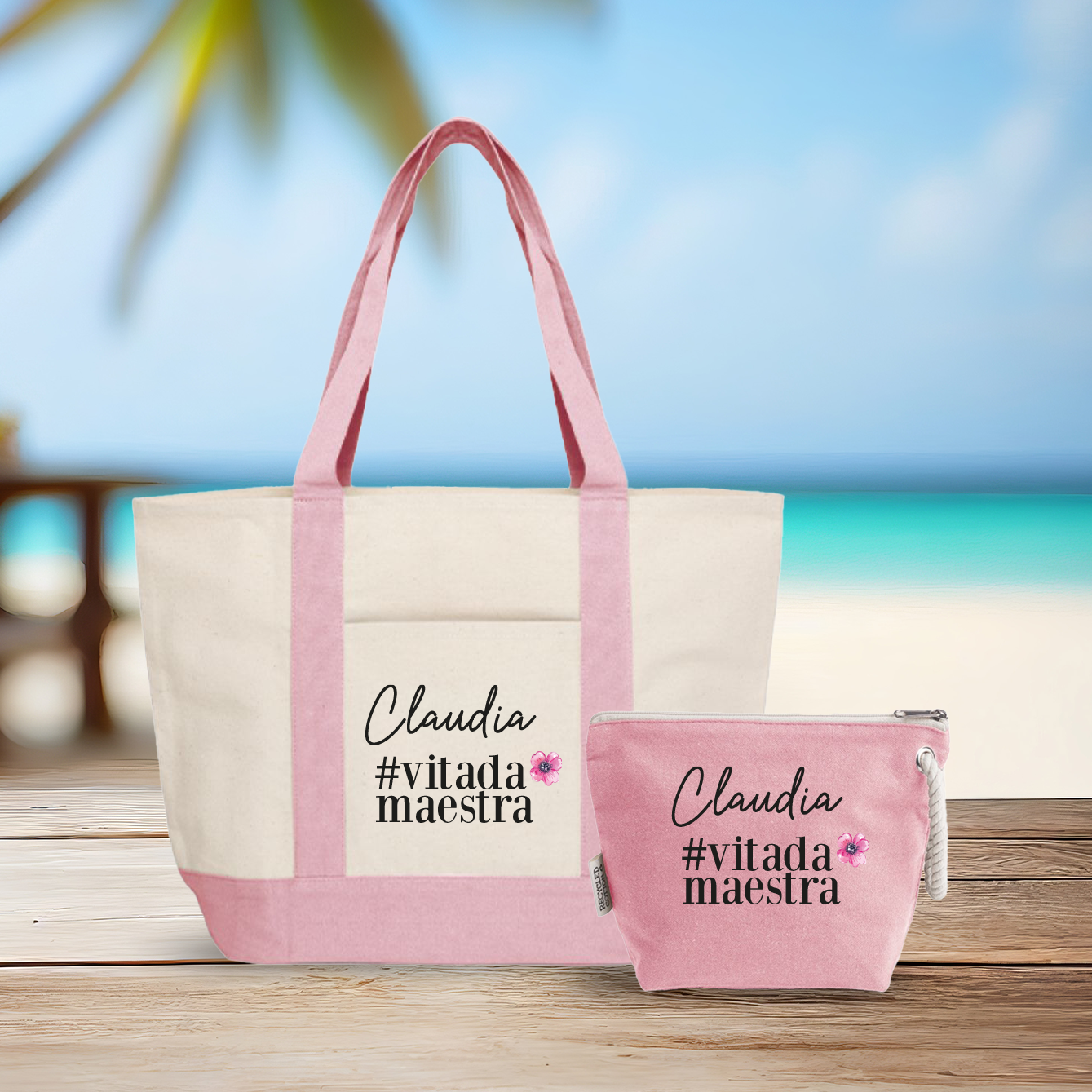 #vitadamaestra - borsa mare & Pochette - Combo - personalizzata con nome