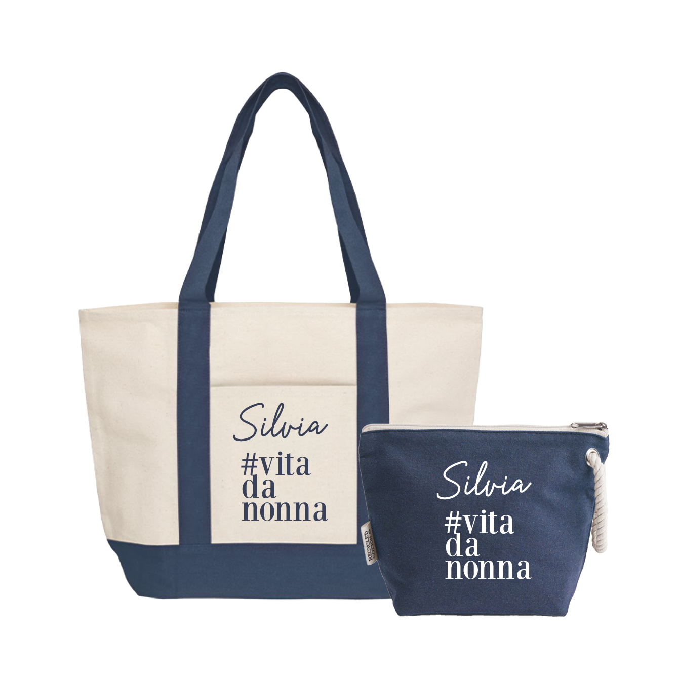 #vitadanonna - borsa mare & Pochette - Combo - personalizzata con nome