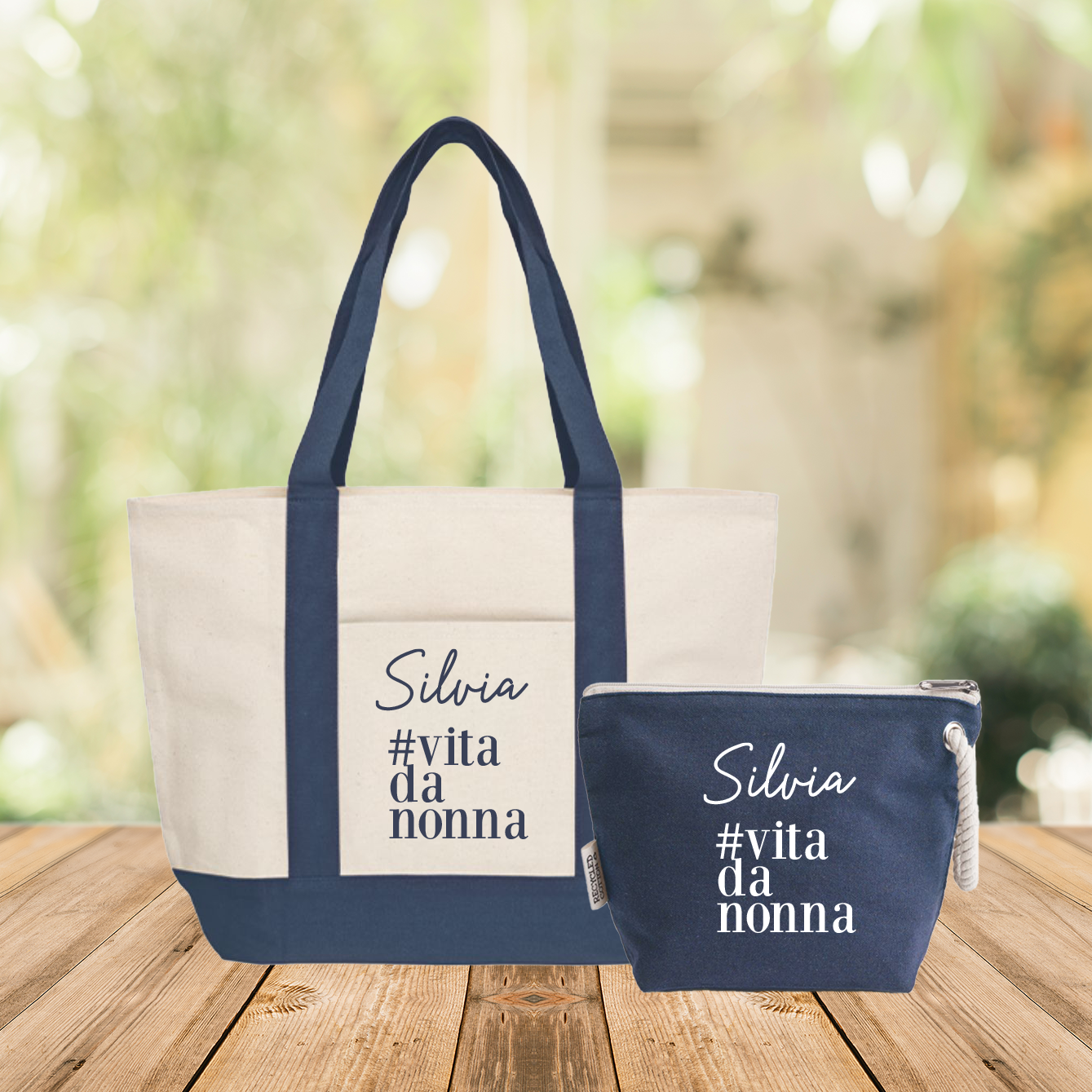 #vitadanonna - borsa mare & Pochette - Combo - personalizzata con nome