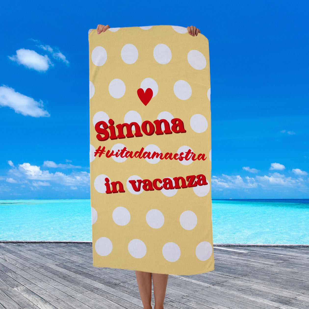 #vitadamaestra - Telo Mare - personalizzato con nome