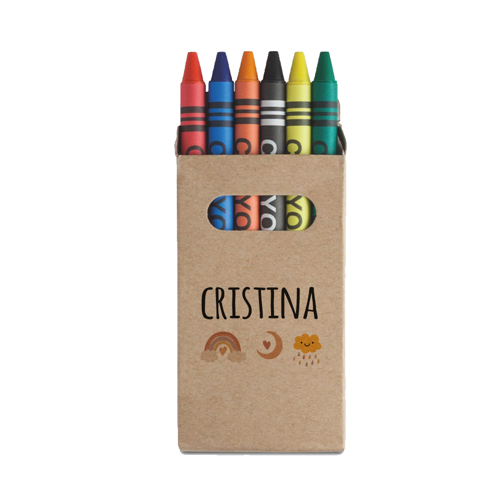 Sun Name - Set da 6 - Pastelli Cera - personalizzati con nomi