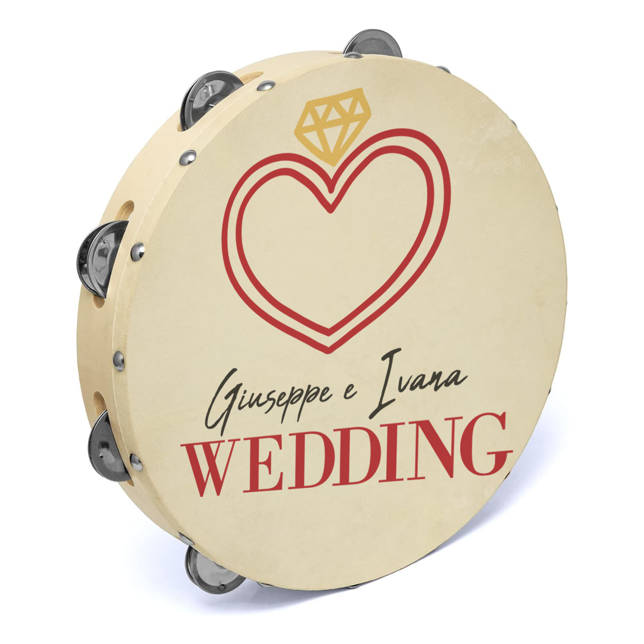 Wedding - Set da 10 Tamburelli - personalizzati con nomi