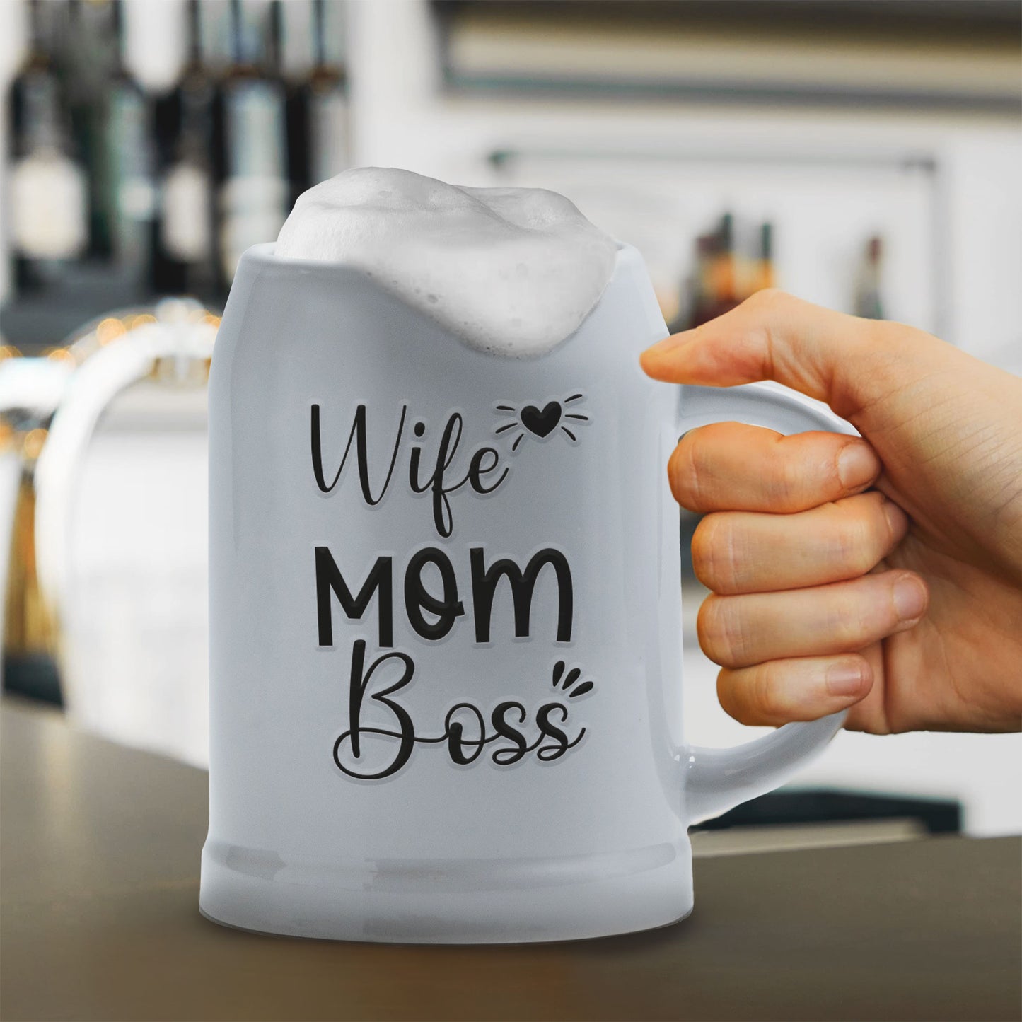 Wife, mom, boss - Caraffa in ceramica