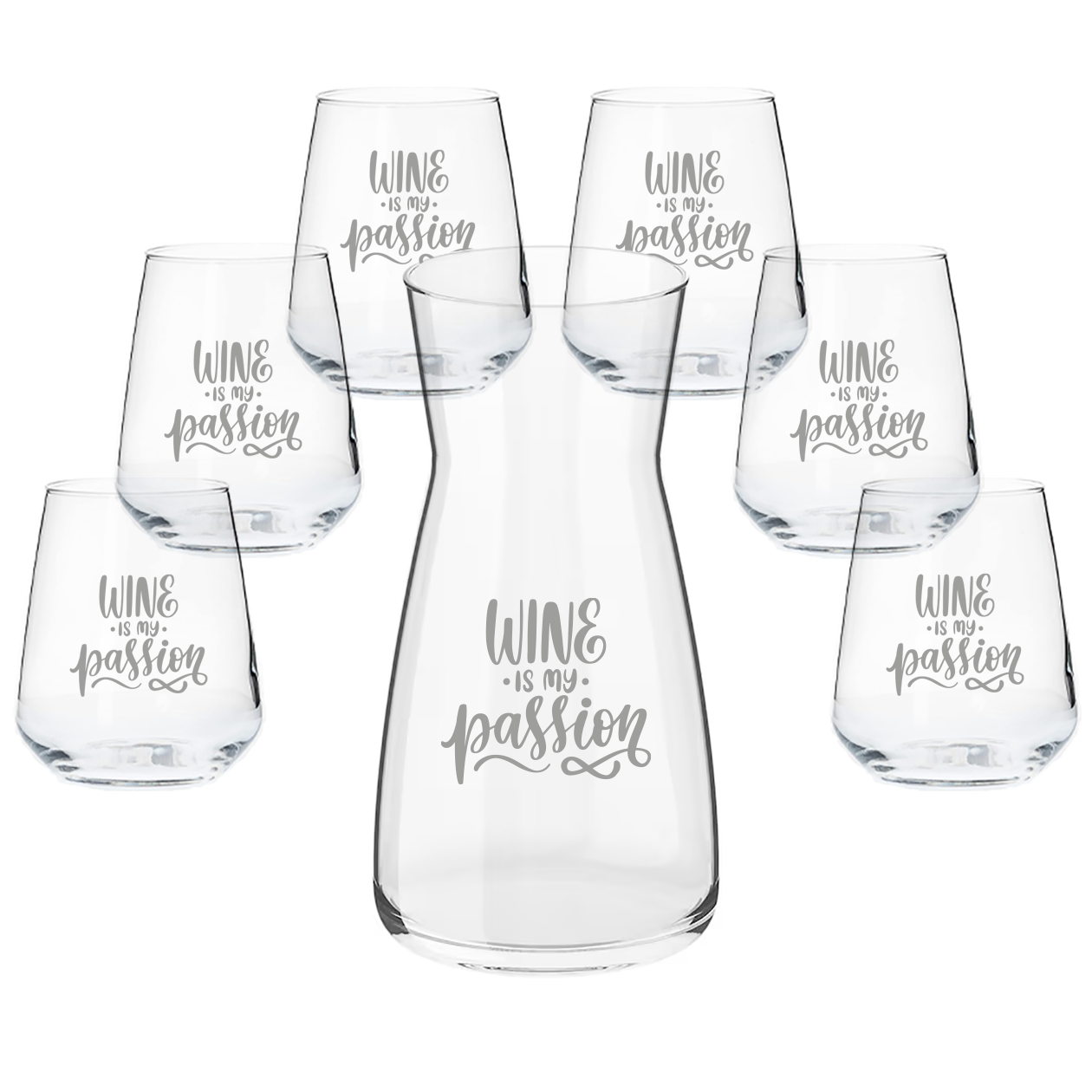 Wine is my passion - Set Caraffa e 6 Bicchieri