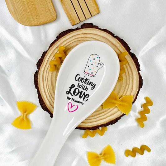 Cooking with love by mamma - Poggiamestolo in Ceramica Bianca
