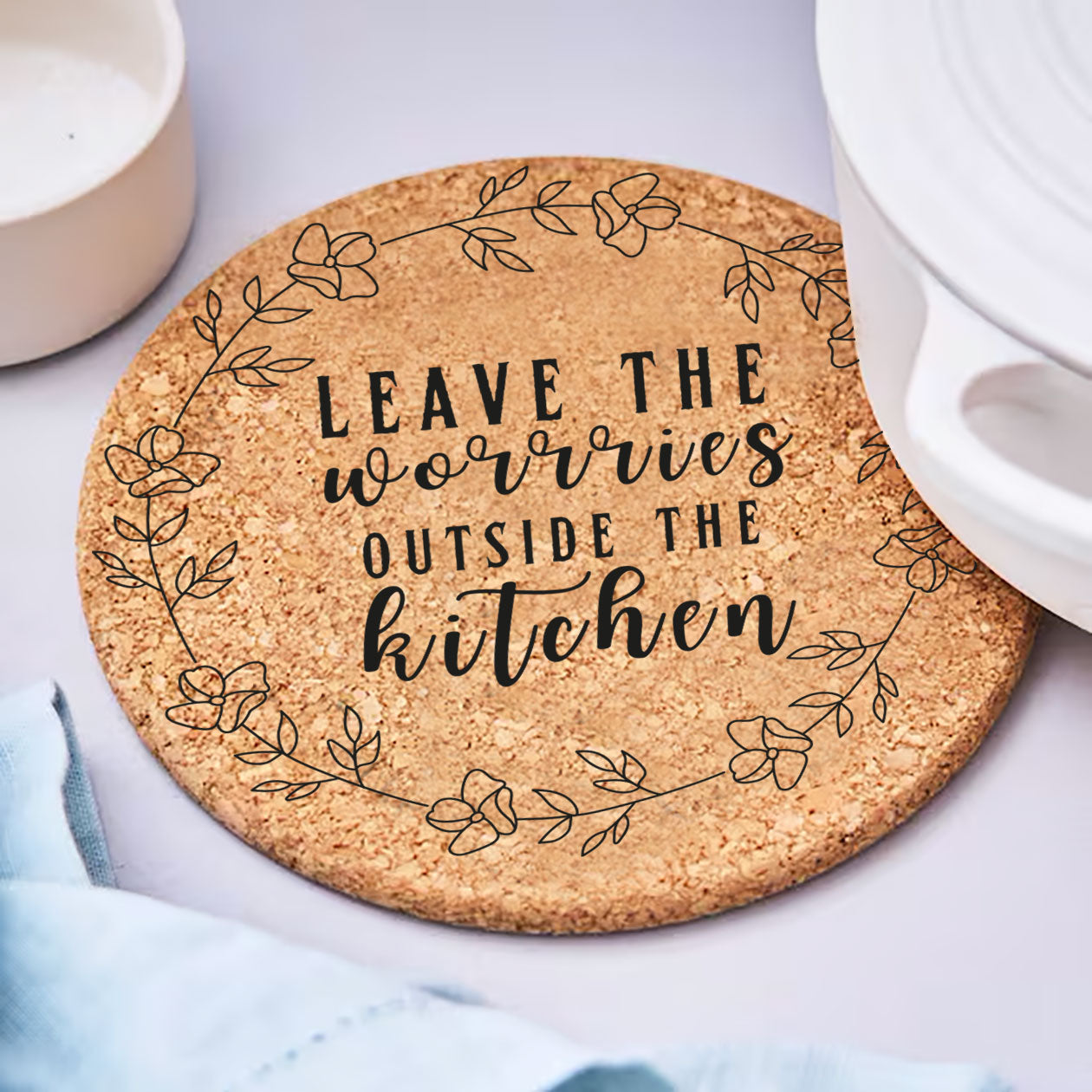 Queen of the kitchen - Set da 3 pezzi Sottopentola in sughero naturale 19cm