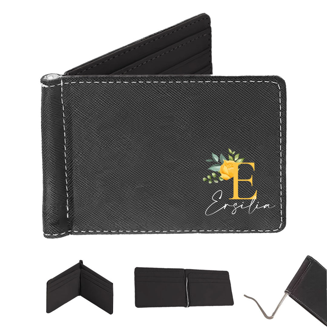 Yellow Name - Portafoglio in pelle sintetica - personalizzato con iniziale e nome