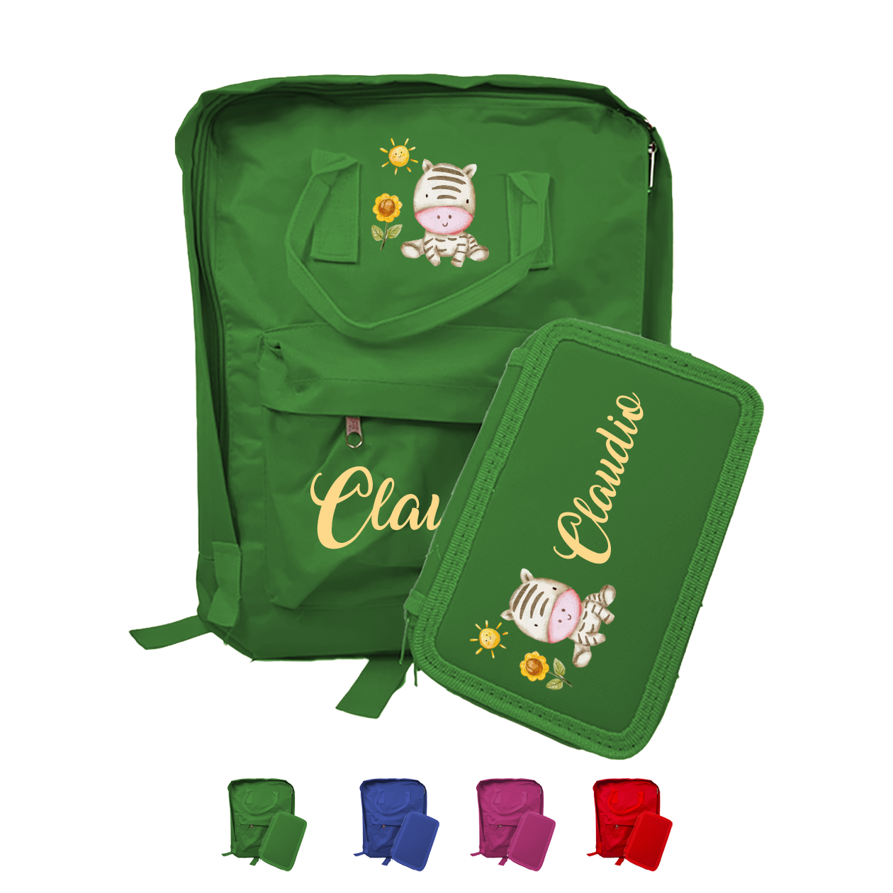 Zebra - Zaino + Astuccio - personalizzati con nome