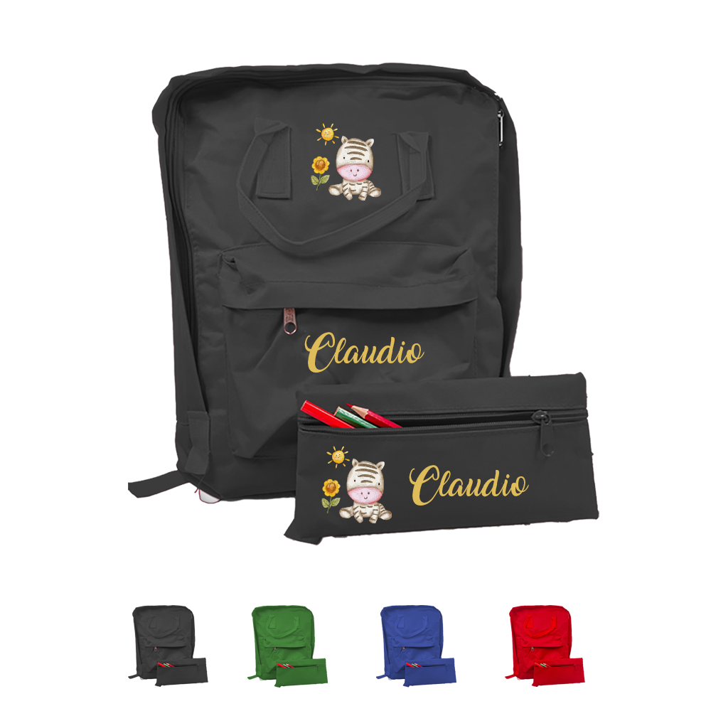 Zebra - Zaino + Portapenne - personalizzati con nome