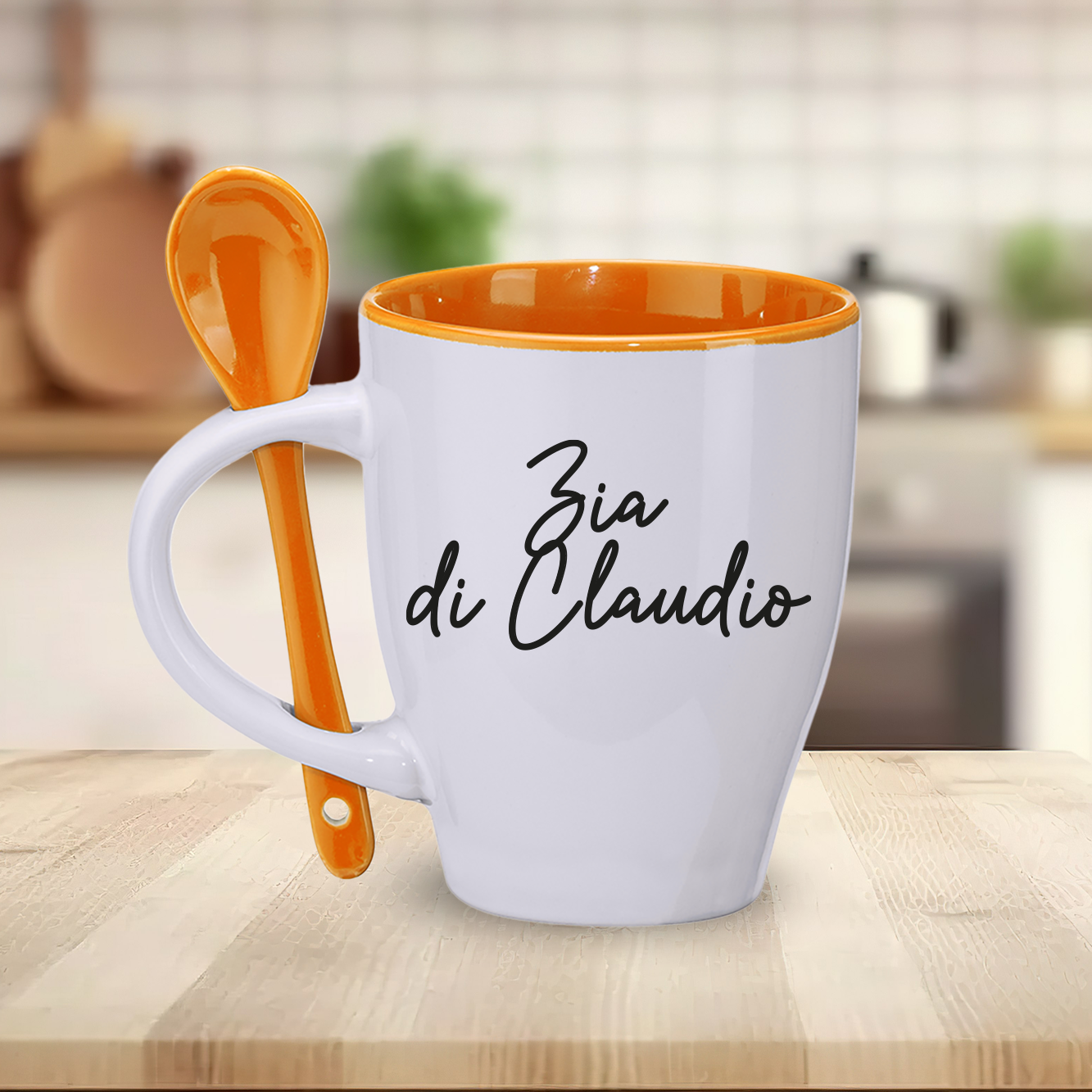 Zia di - Tazza con cucchiaio - personalizzata con nome