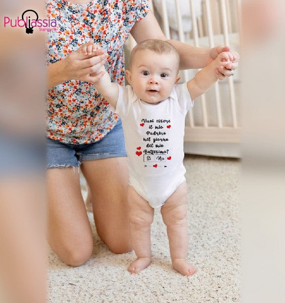 Vuoi essere il mio padrino - Tutina neonato - body personalizzato