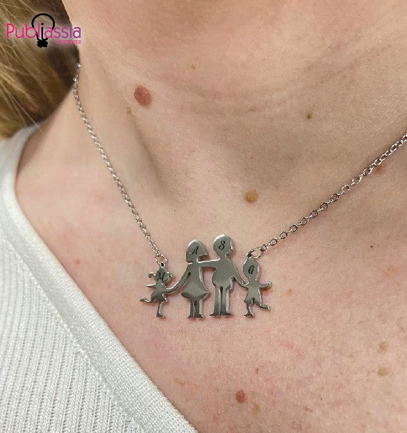 Family - Collana personalizzata con iniziali incise - idea regalo