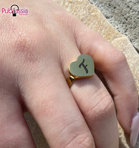 Coração - Anello personalizzato con iniziale incisa - idea regalo