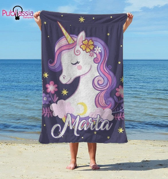 Unicorno - Telo Mare Personalizzato con nome