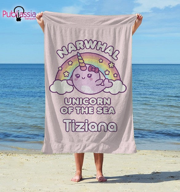 Unicorn of the sea - Telo Mare Personalizzato con nome