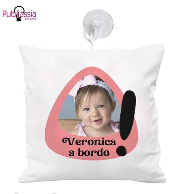 Bebè a boro - Cuscino mini per auto - personalizzato con foto