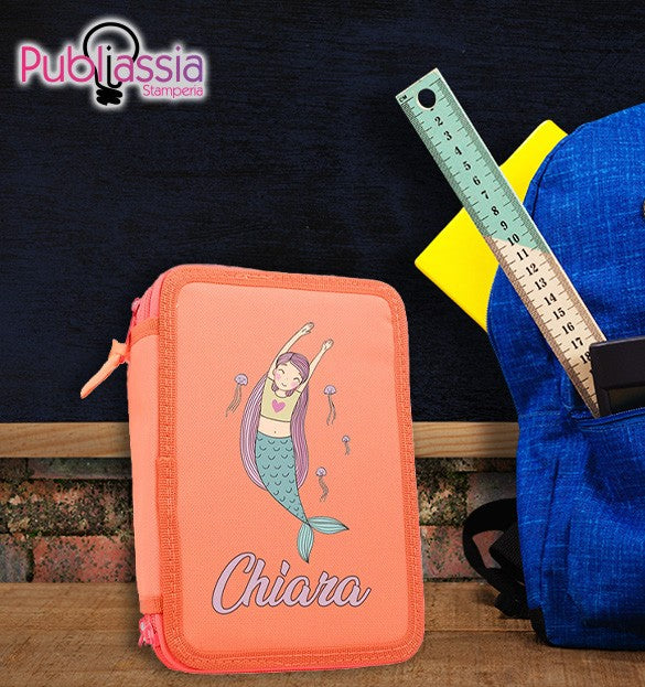 Siren - Astuccio Scuola 3 Zip Completo di 45 Pezzi con nome personalizzato