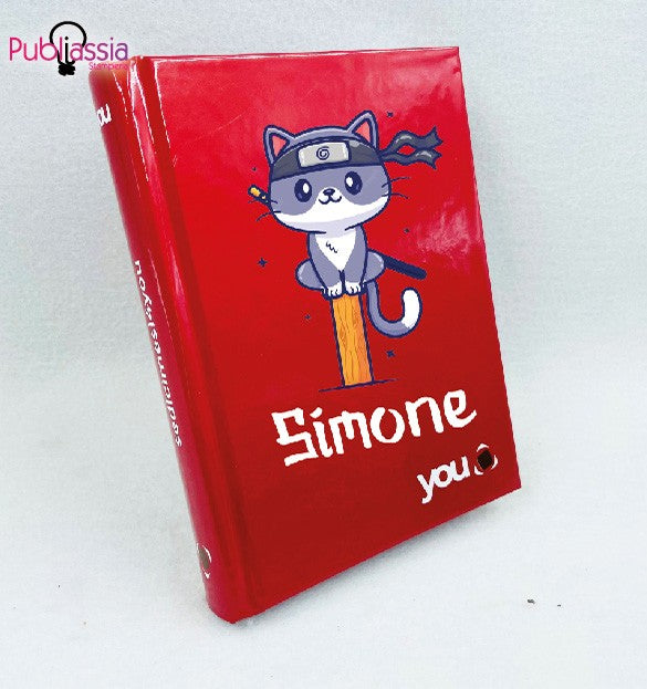 Cat - Diario Scolsatico Datato 2022/23 - 15 Mesi Personalizzato con Nome Bambini