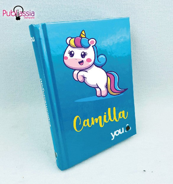 Unicorno - Diario Scolsatico Datato 2022/23 - 15 Mesi Personalizzato con Nome Bambini