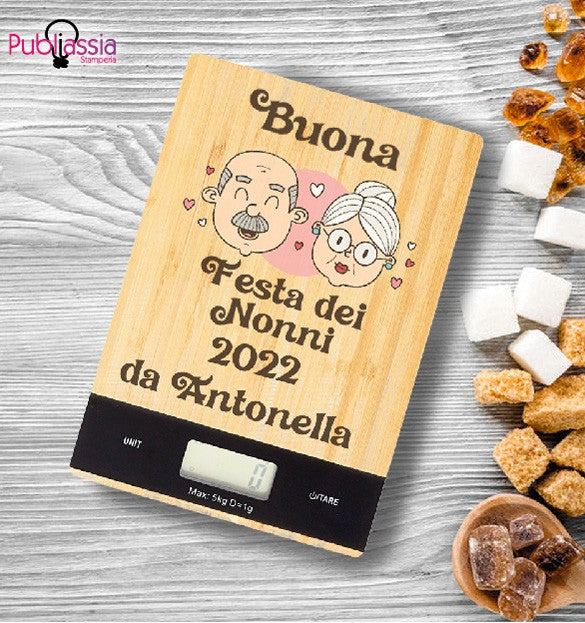 Buona festa di nonni - Bilancia Da Cucina Digitale Personalizzata Idea Regalo Cibo festa dei nonni