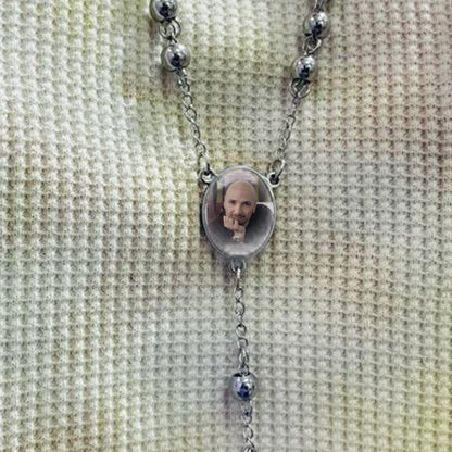 Memory - Collana rosario personalizzata con foto commemorativa