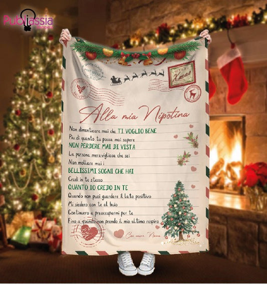 Plaid in Pile - coperta Natalizia Idea Regalo Natale Personalizzato Con Foto Lettera a Babbo Natale