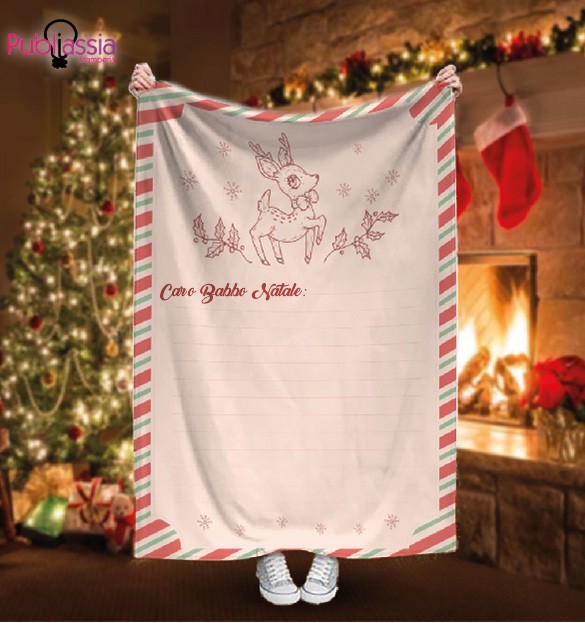 Plaid in Pile - coperta Natalizia Idea Regalo Natale "Personalizzato Con Foto Letter to Santa Claus "