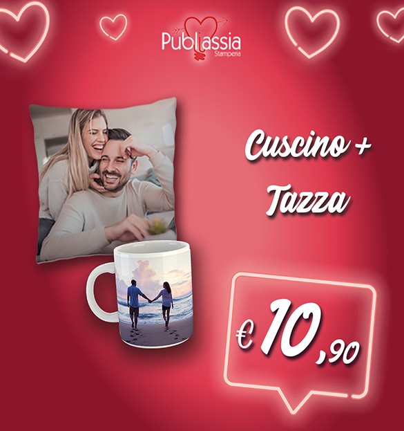 Offerta San Valentino 1 - Cuscino + Tazza personalizzati – publiassia