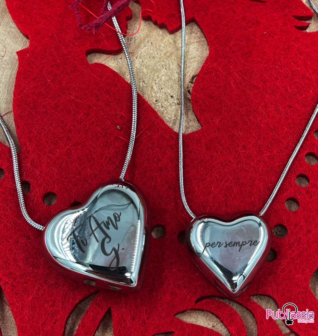 Heart - Collana personalizzata con iniziali incise - idea regalo San Valentino