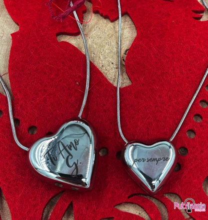 Heart - Collana personalizzata con iniziali incise - idea regalo San Valentino
