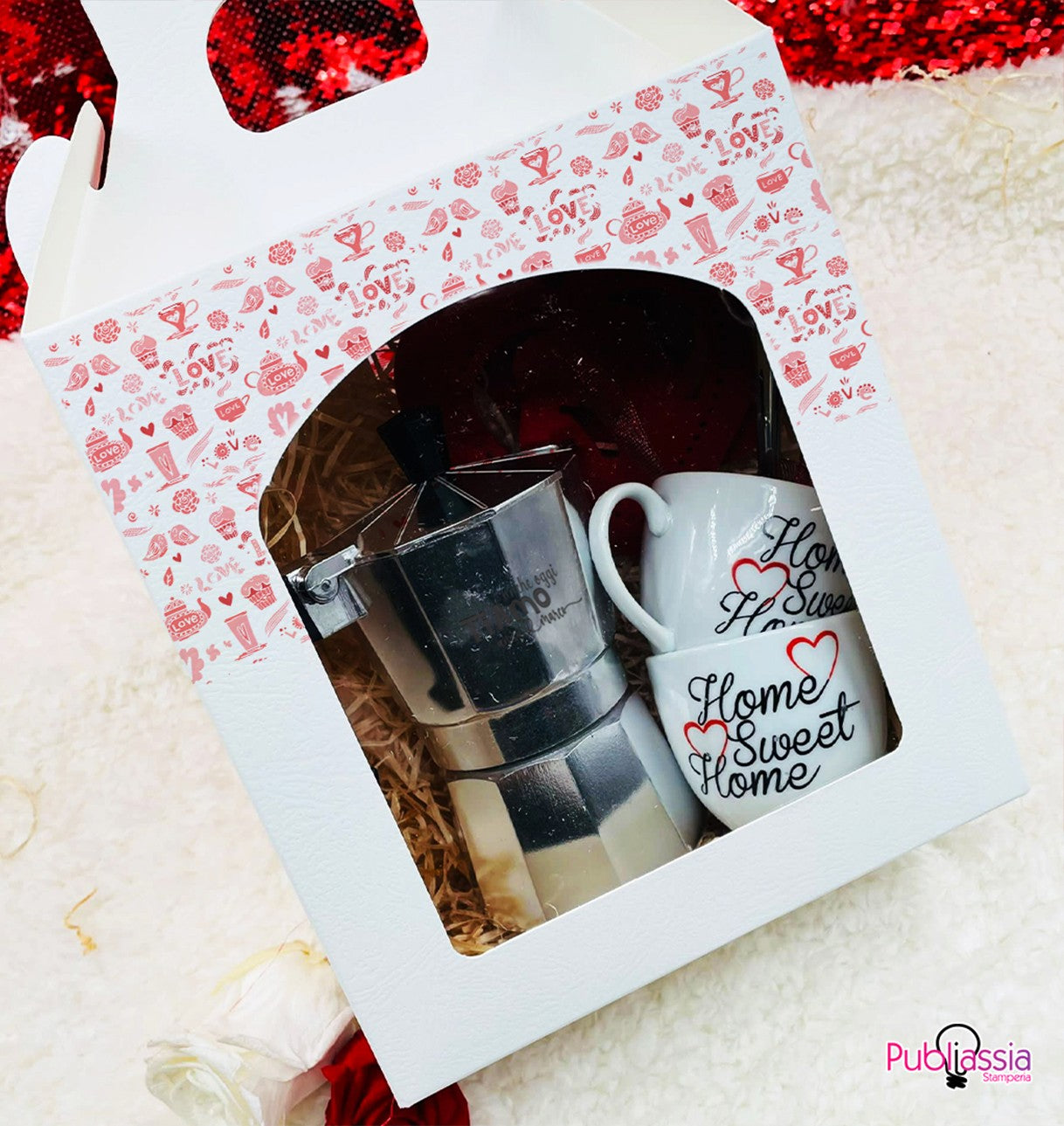 Box coffee love - moka, tazze e cucchiaini - personalizzati con nomi