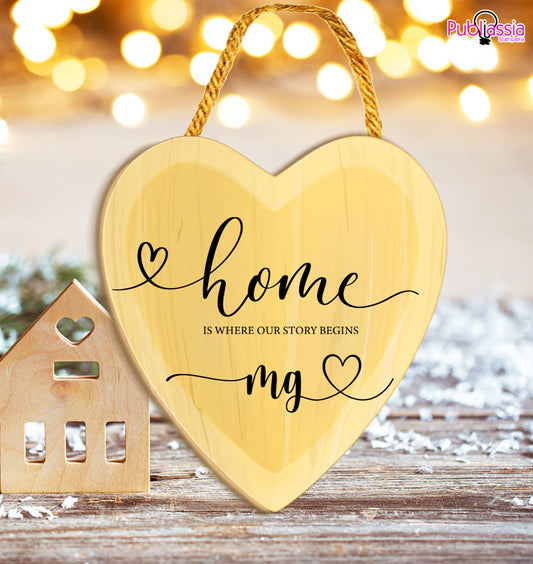 Home storys   - fuoriporta in legno a forma di cuore - personalizzato