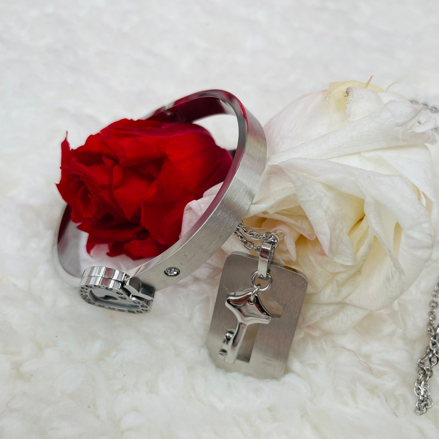 Heart key - collcana + bracciale personalizzati con nomi incisi - idea regalo San Valentino