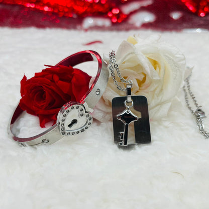 Heart key - collcana + bracciale personalizzati con nomi incisi - idea regalo San Valentino