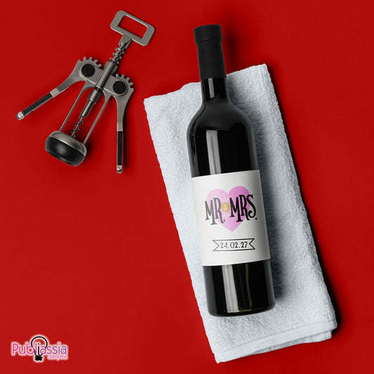Mr & Mrs - Bottiglia di Vino Personalizzata – Idea Regalo San Valentino