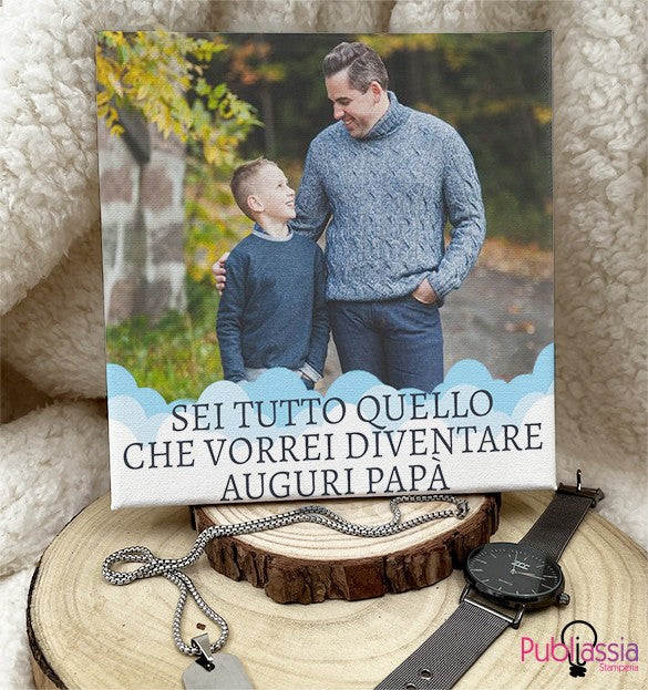 Auguri Papà - Tela pittorica personalizzata con foto