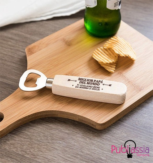 Miglior papà del mondo - Apribottiglie in legno personalizzato