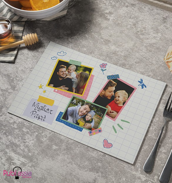 Miglior papà - Tovaglietta in tessuto lavabile - idea regalo festa del papà