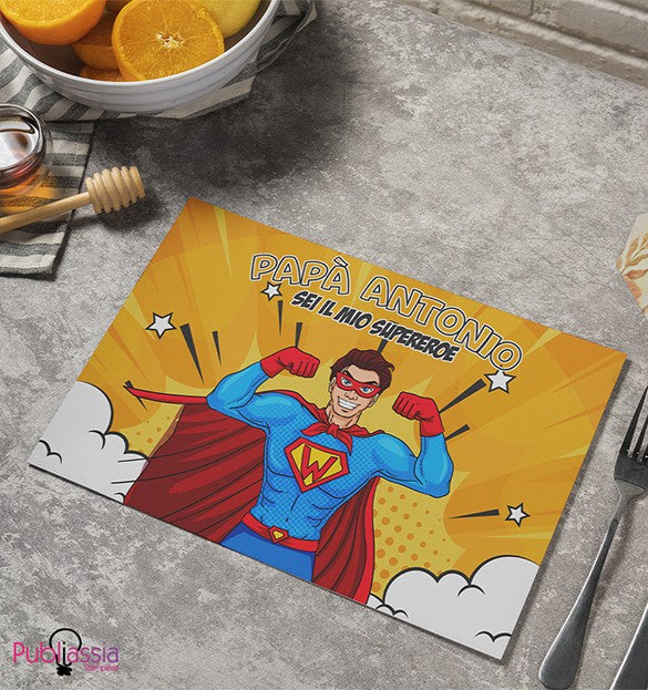 Papà supereroe - Tovaglietta in tessuto lavabile - idea regalo festa del papà