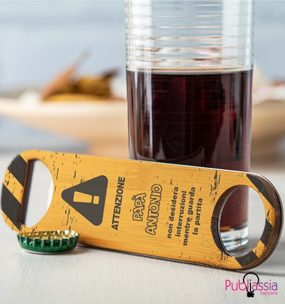 Non disturbare papà - Apribottiglie in legno personalizzato