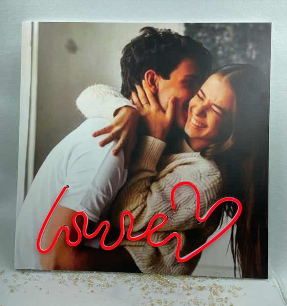 Love - Quadretto con foto personalizzata e scritta Neon Led personalizzato