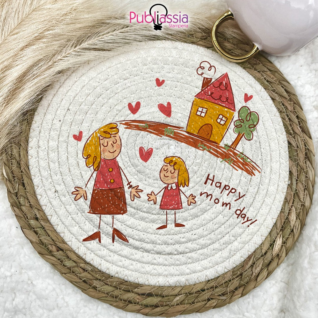 Happy mom day - Tovaglietta in vimini personalizzata con foto