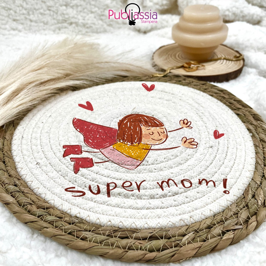 Super mom - Tovaglietta in vimini personalizzata con foto