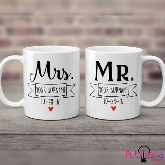 Mrs. & Mr. - Coppia tazze Mug Personalizzate