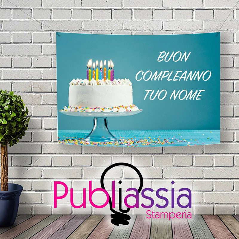 Buon Compleanno - Striscione Banner In Pvc Personalizzato