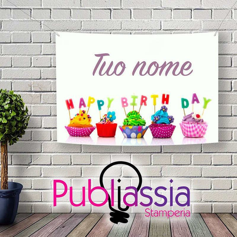 Buon Compleanno - Striscione Banner In Pvc Personalizzato